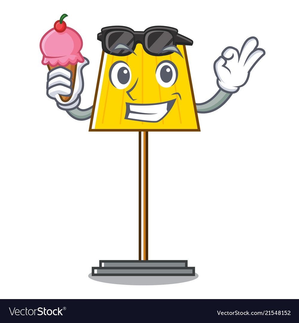With Ice Cream Floor Lamp Character Cartoon Vector Image