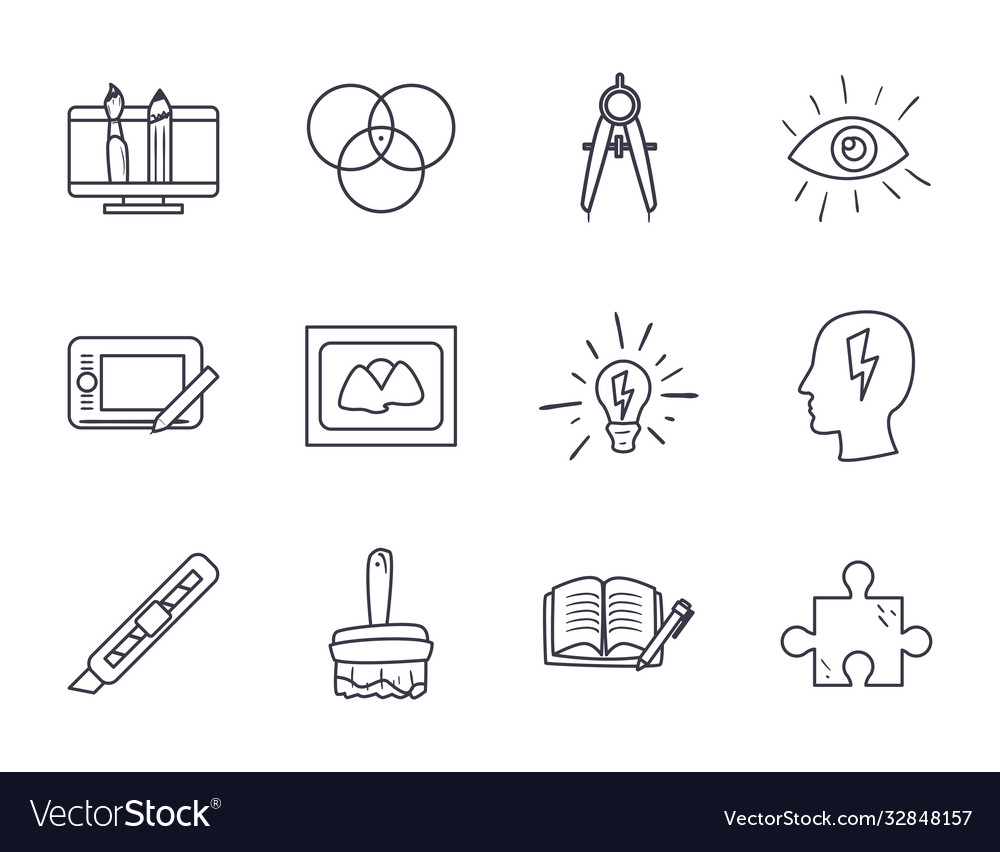 Art and design line style icon set