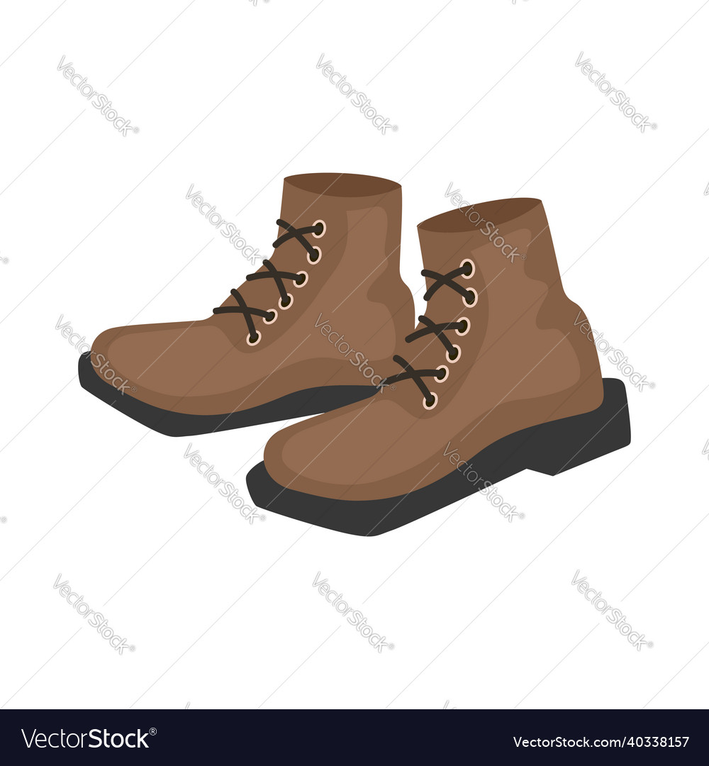 Brown Boot Icon In Flat Style On White Background Vector Image