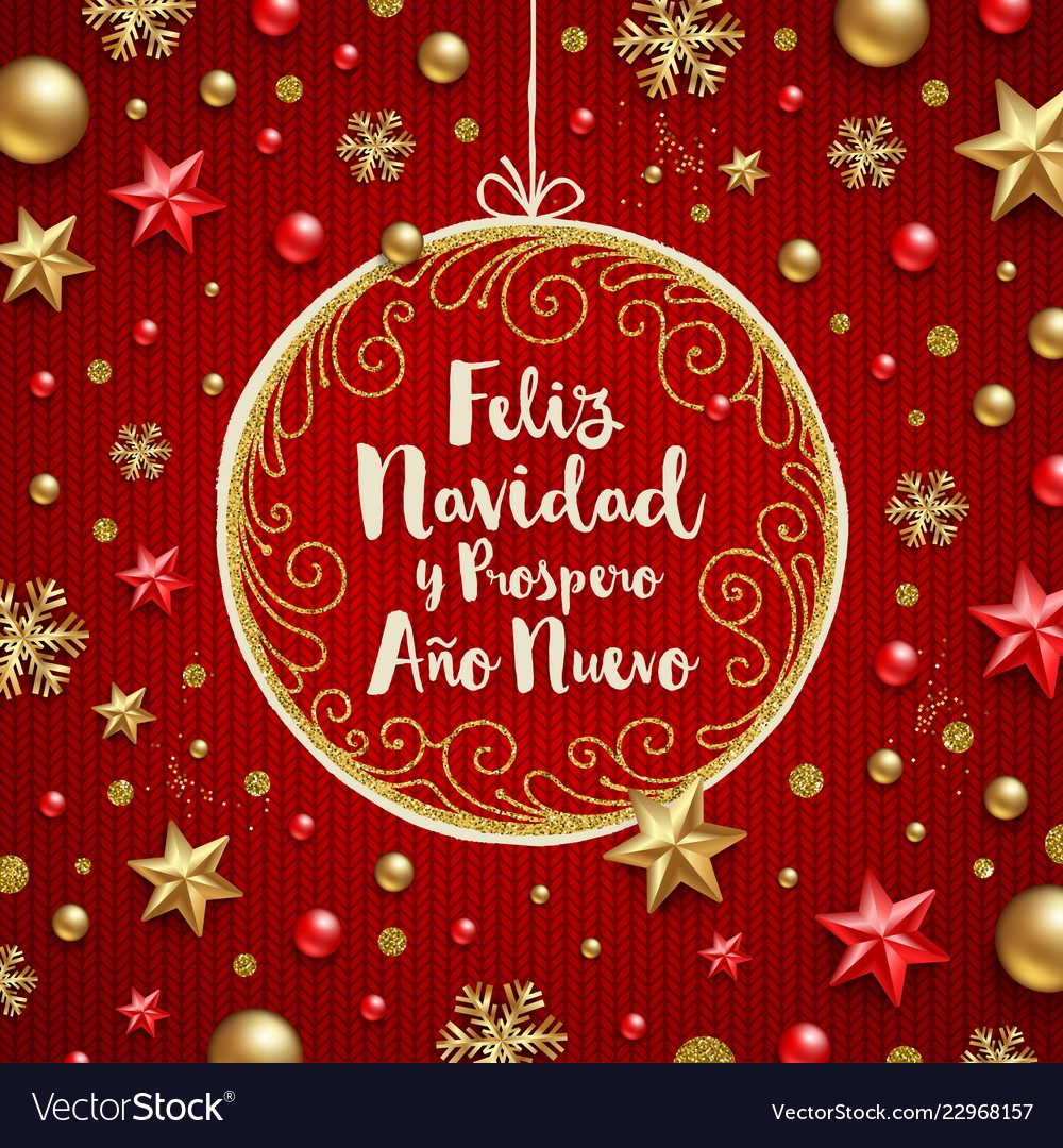 Feliz navidad christmas greetings in spanish Vector Image