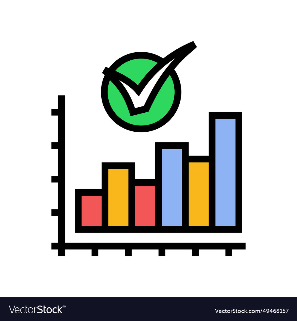 Graph check mark color icon