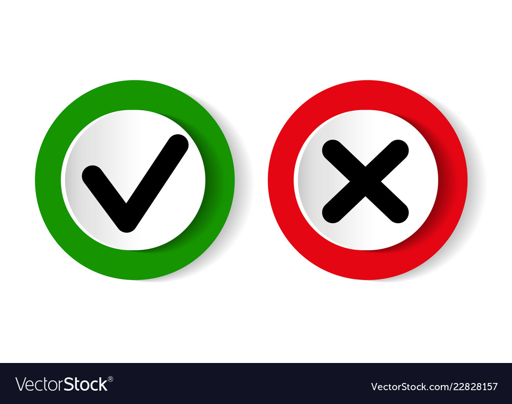 Free Vector  Buttern style check mark and cross symbols