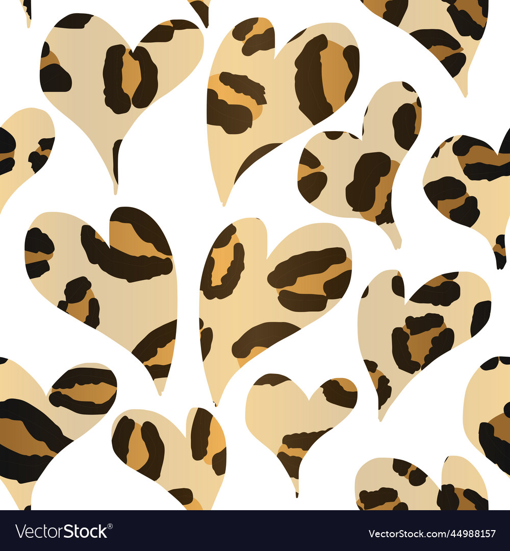 Heart leopard print repeat pattern vector image Heart leopard print repeat pattern