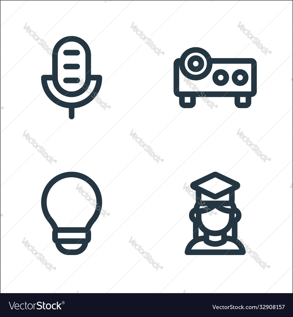 Online learning line icons linear set quality vector image Online learning line icons linear set quality