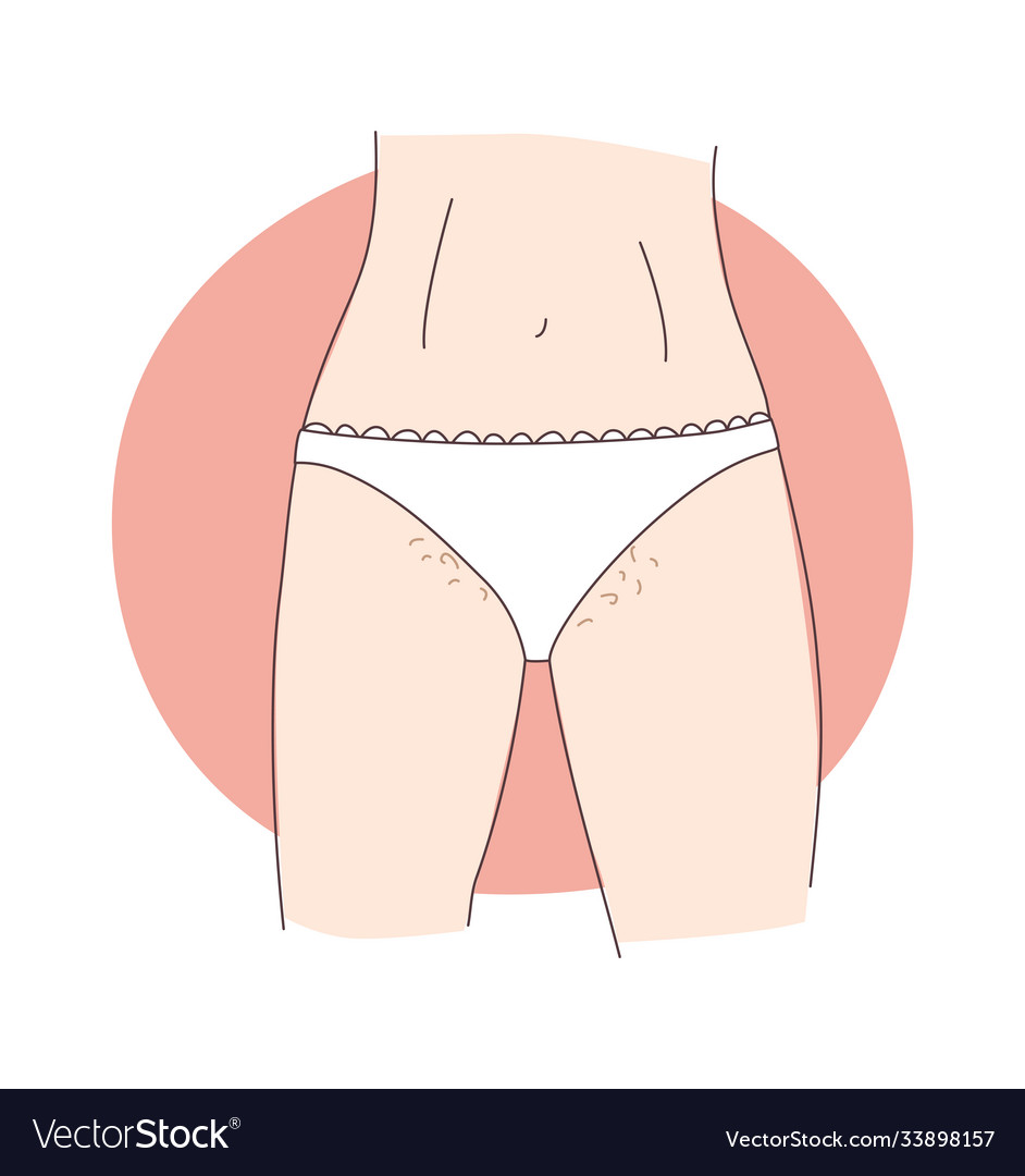 Teenage girl and pubic hair wears white Royalty Free Vector