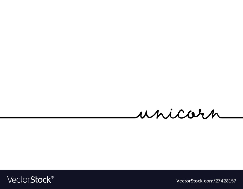 Unicorn - continuous one black line with word