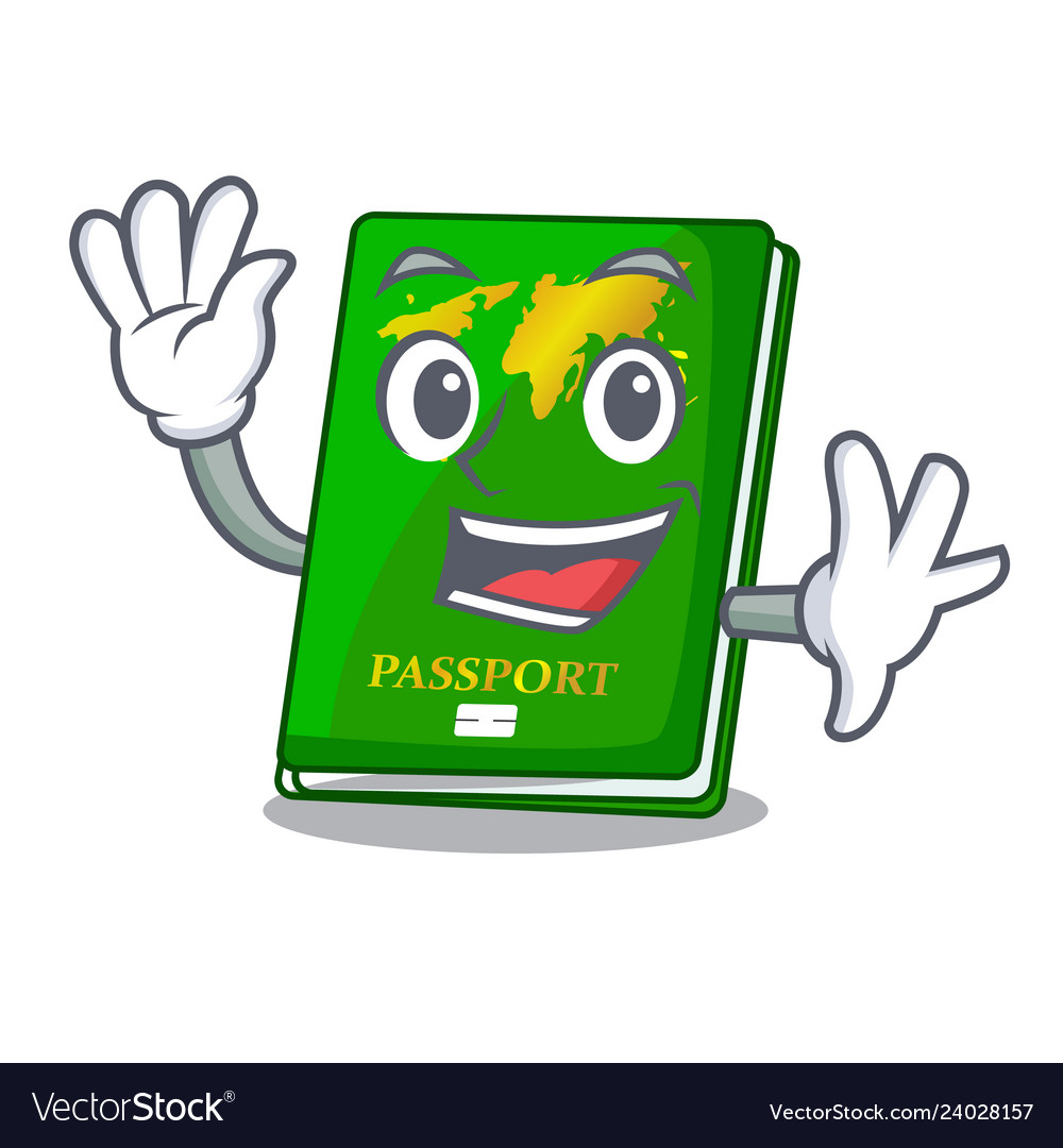 Waving Green Passport In Cartoon Shape Royalty Free Vector 3861