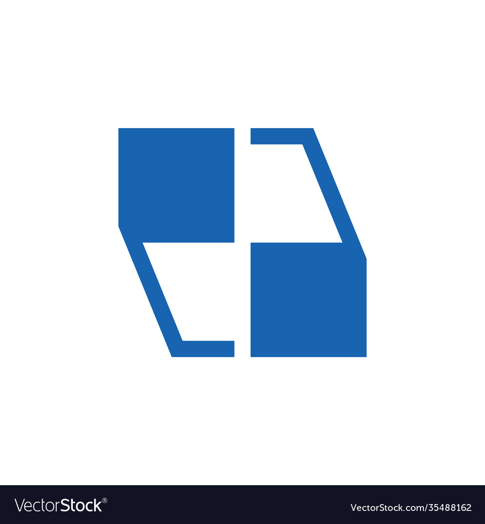 Abstract linked geometric square object logo vector image Abstract linked geometric square object logo