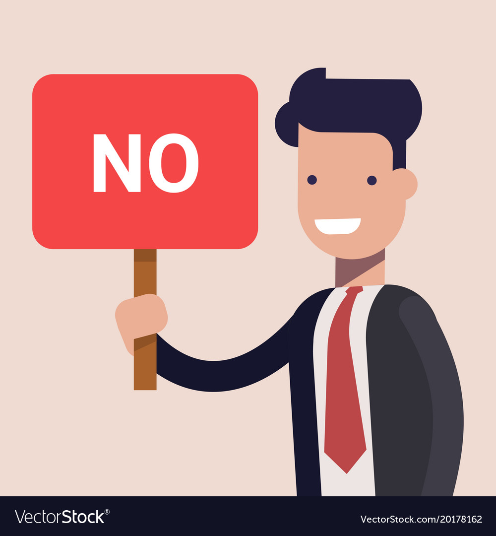 Businessman or manage keep a sign in hands with Vector Image