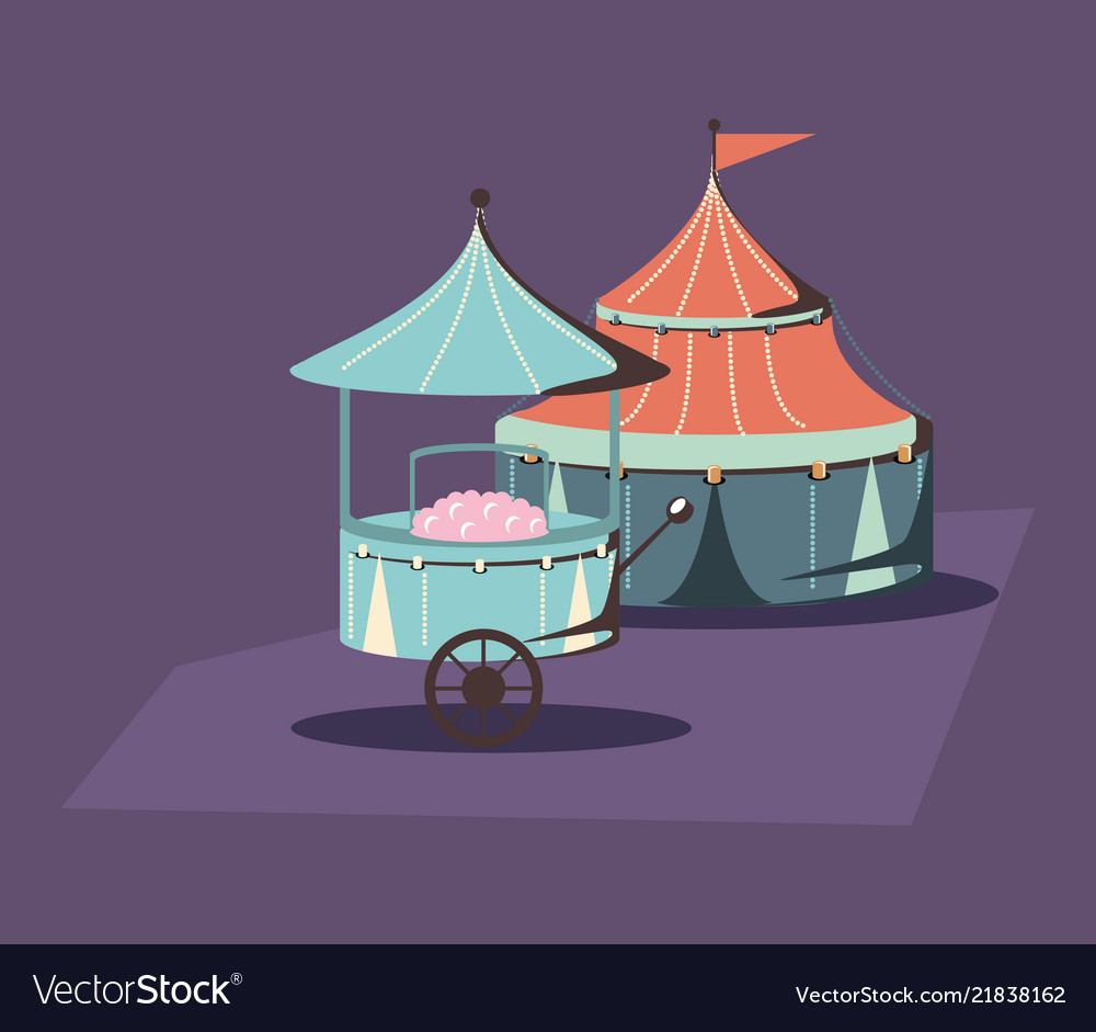 Carnival circus tent and food booth retro