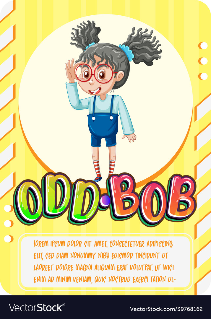 Character game card with word odd-bob vector image Character game card with word odd-bob