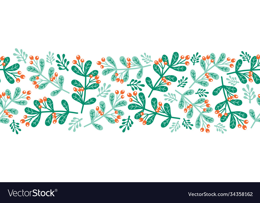 Christmas mistletoes seamless border