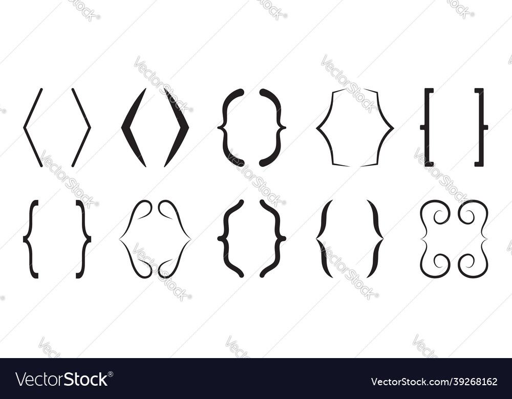 Curly brace set text brackets collection