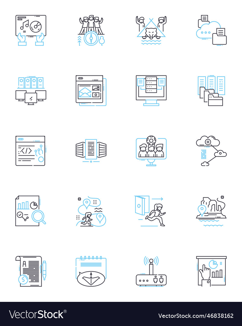 Data science linear icons set analytics big vector image Data science linear icons set analytics big