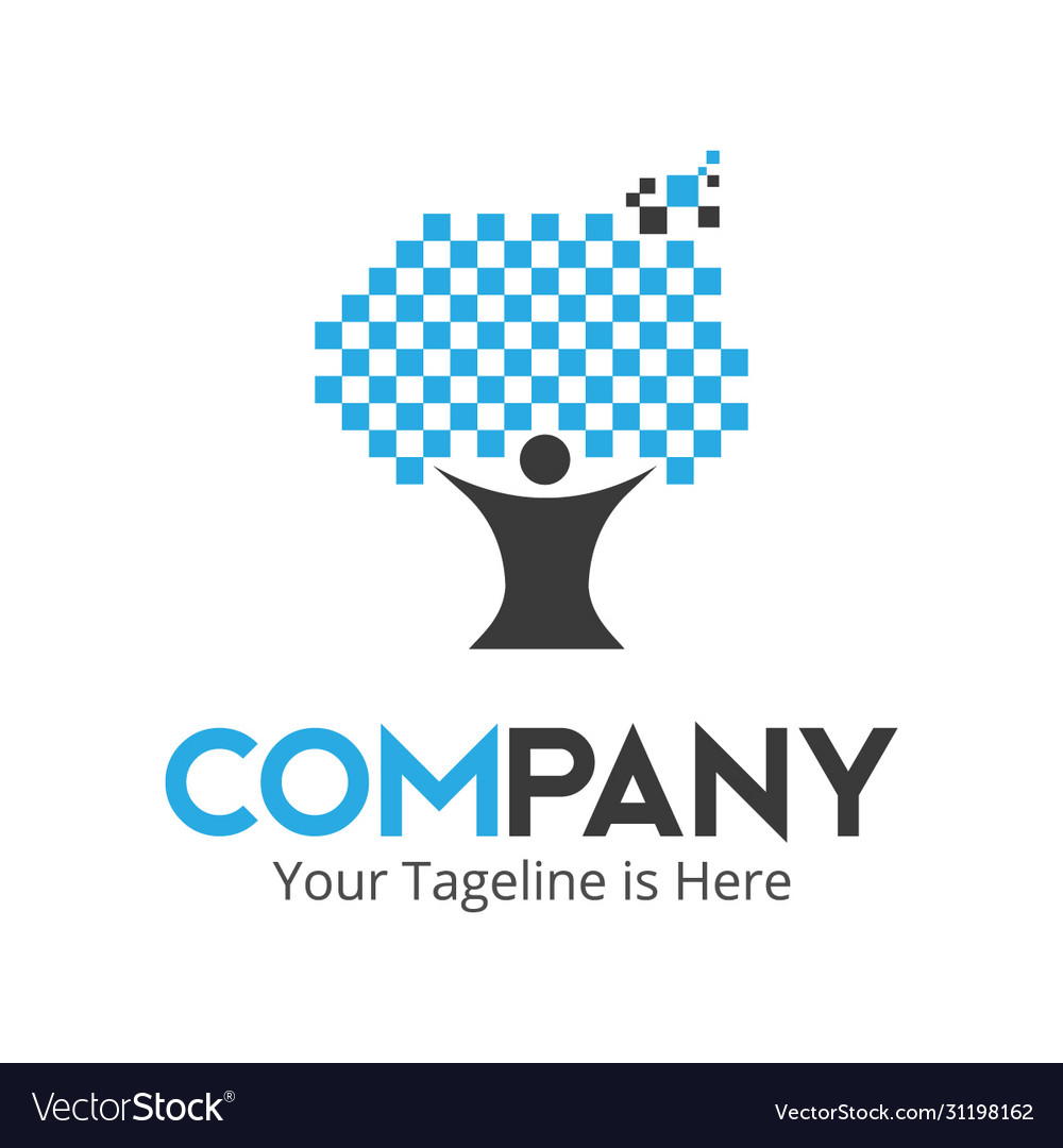 Digital skill building e-learning pixel tree logo