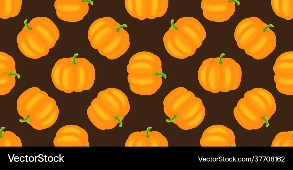 Hand drawn pattern with pumpkins on background Vector Image