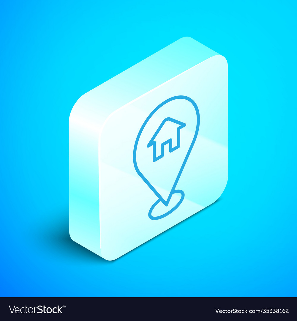 Isometric line map pointer with house icon vector image Isometric line map pointer with house icon