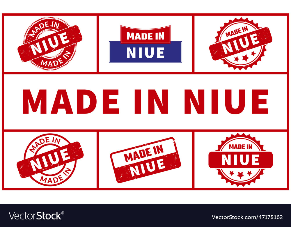 Made in niue rubber stamp set