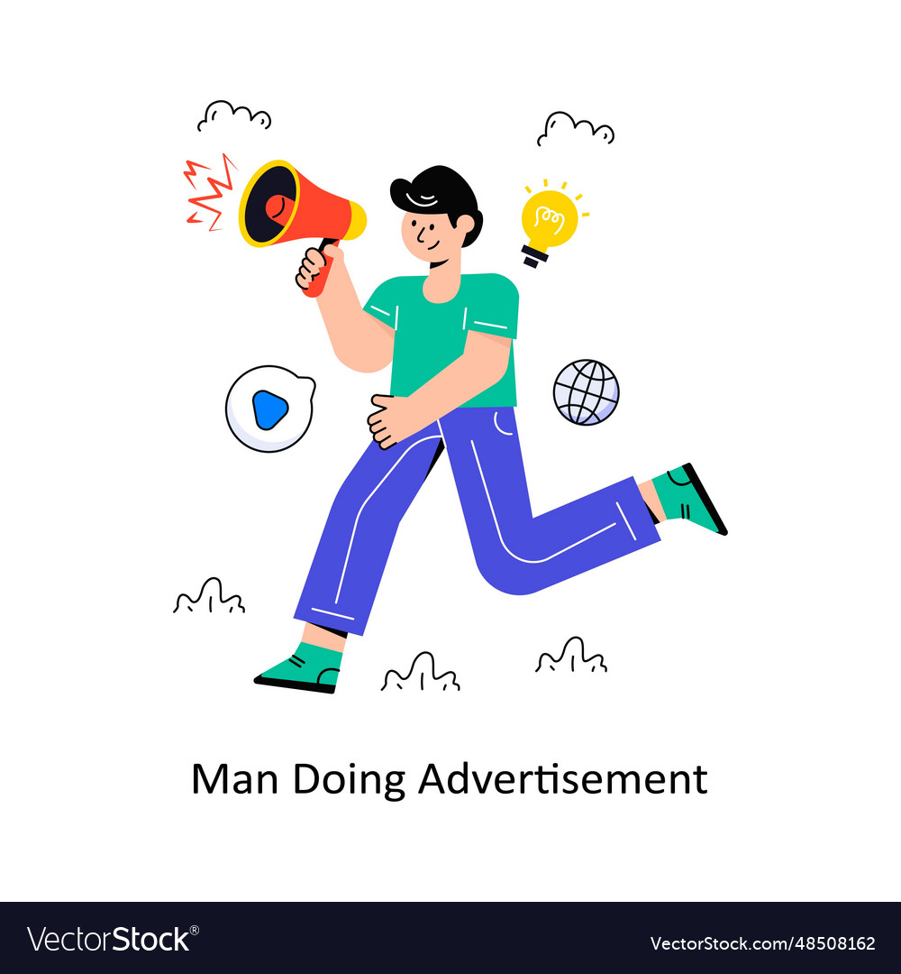 Man doing advertisement flat style design i