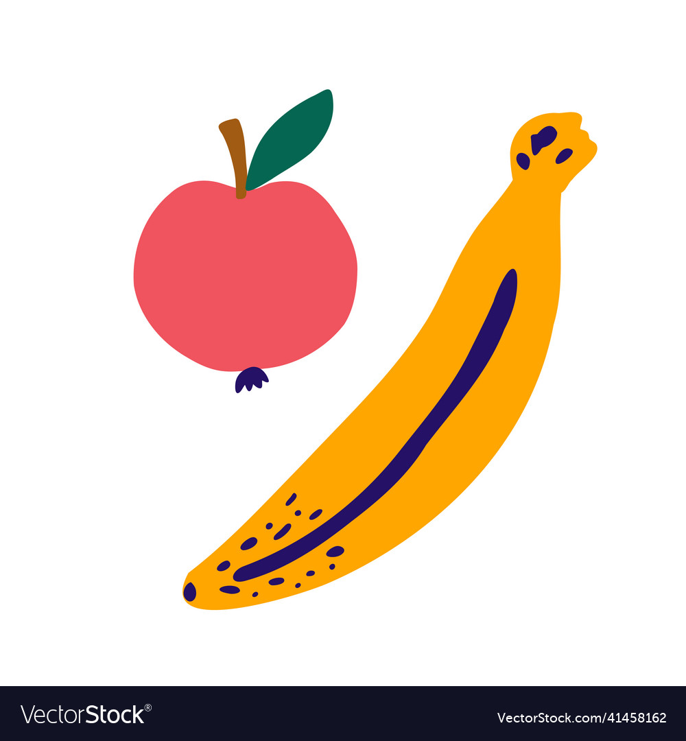 Natural Banana And Apple Organic Fruits Royalty Free Vector Natural Banana And Apple Organic Fruits Royalty Free Vector