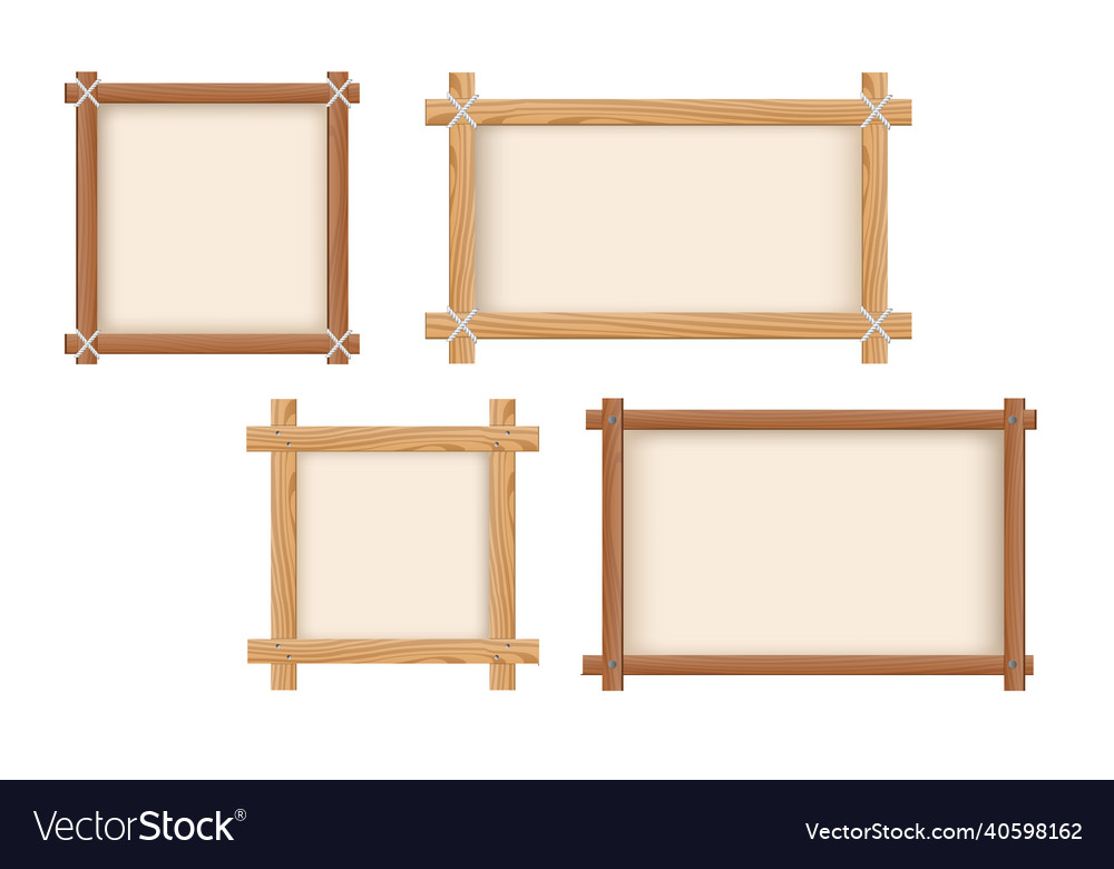 Realistic wooden frames collection