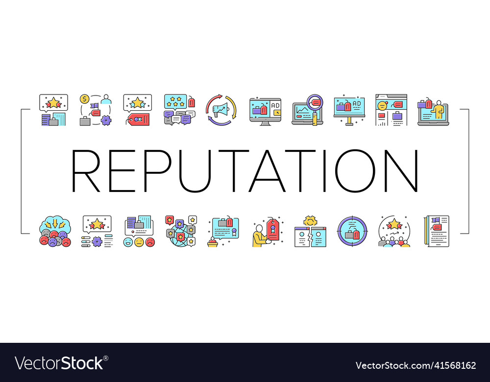 Reputation management collection icons set