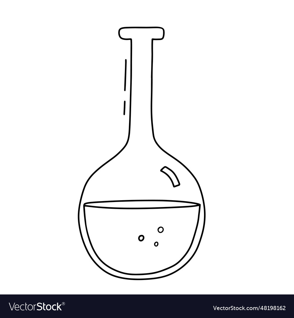 Round flask with liquid for scientific experiment vector image Round flask with liquid for scientific experiment