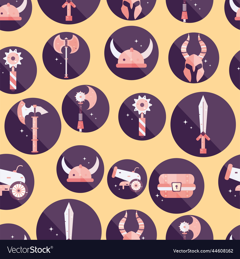 Seamless pattern background with medieval weapon