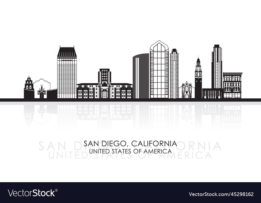 Silhouette Skyline Panorama von san diego