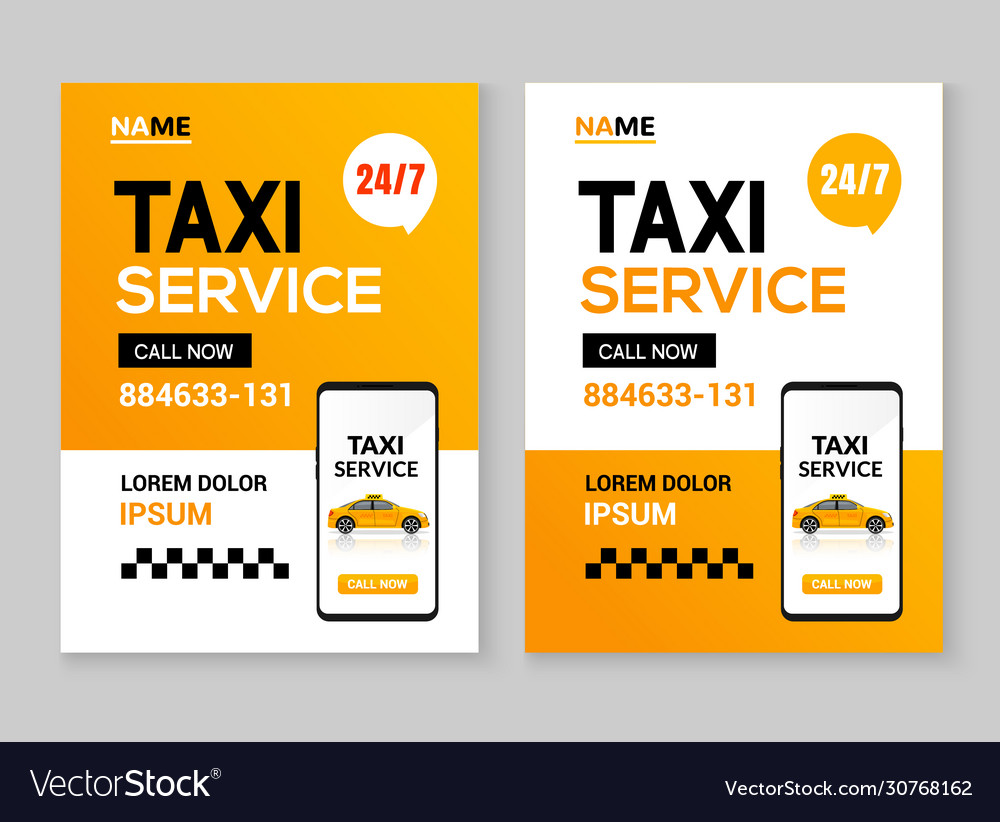 Taxi service flyer layout template taxi car Vector Image