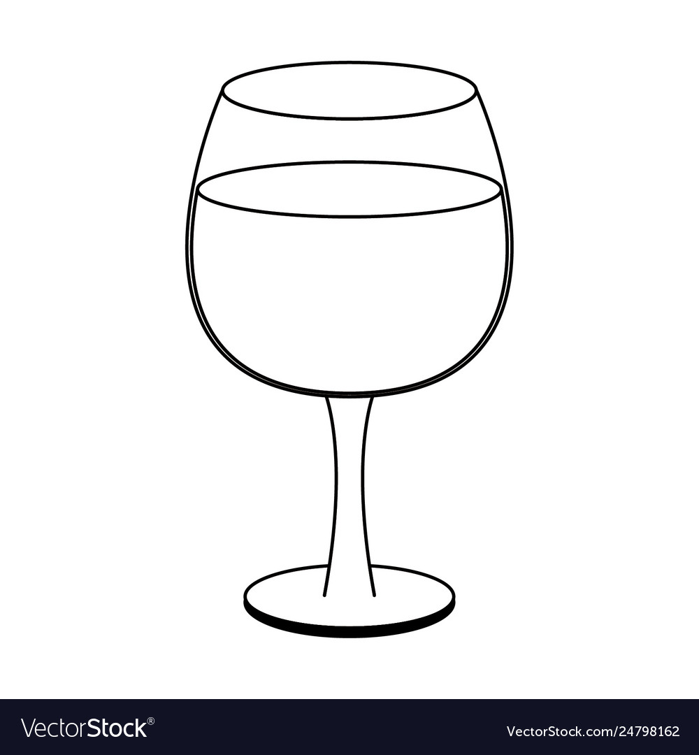 Wine glass cup cartoon in black and white Vector Image