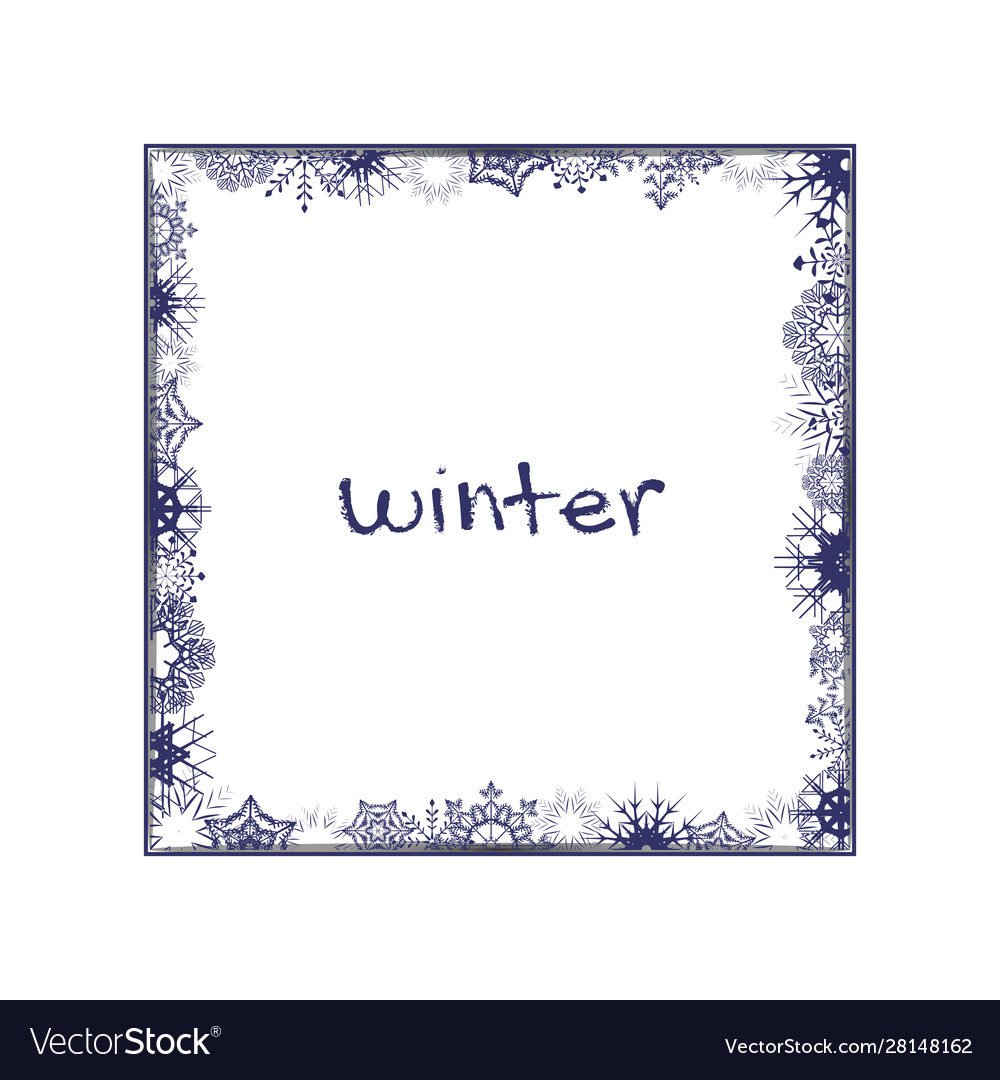 Winter white photo frame with snowflakes