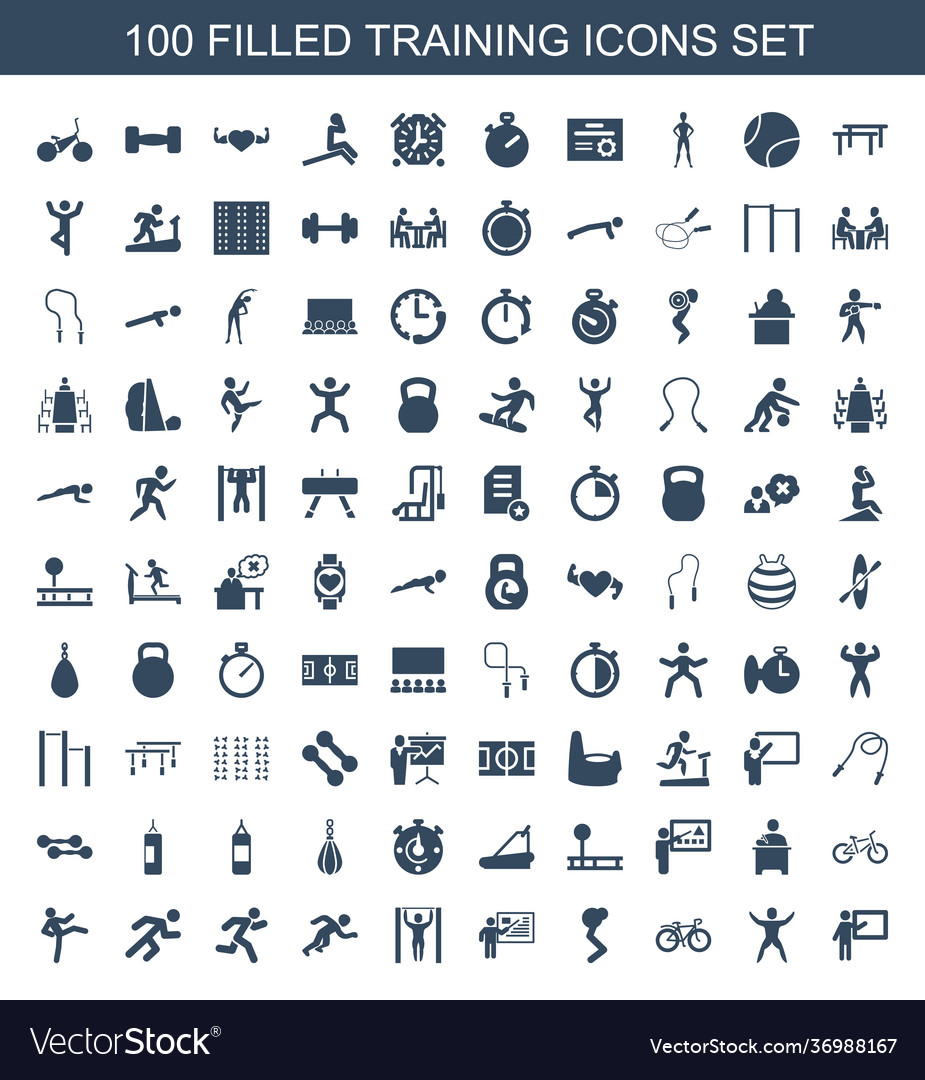 100 training icons Royalty Free Vector Image - VectorStock