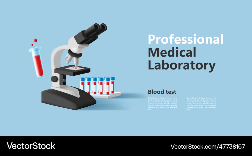 3d of blood test laboratory with Royalty Free Vector Image