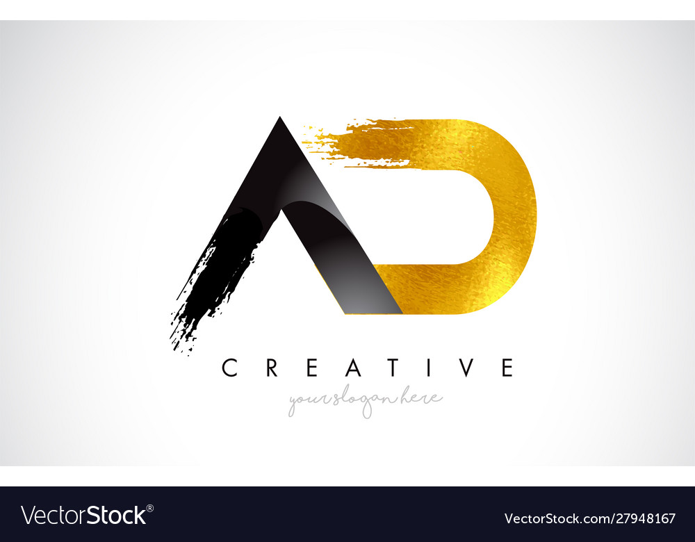 Ad letter design with brush stroke and modern 3d Vector Image