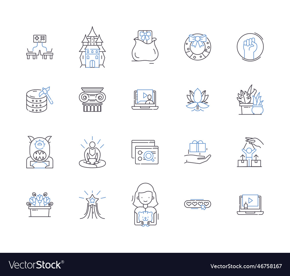 Art and craft outline icons collection painting Vector Image