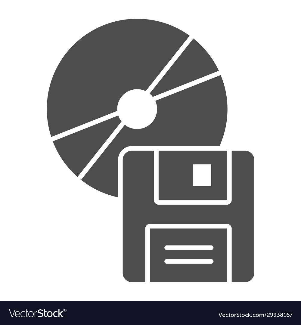 Compact disk and floppy diskette solid icon