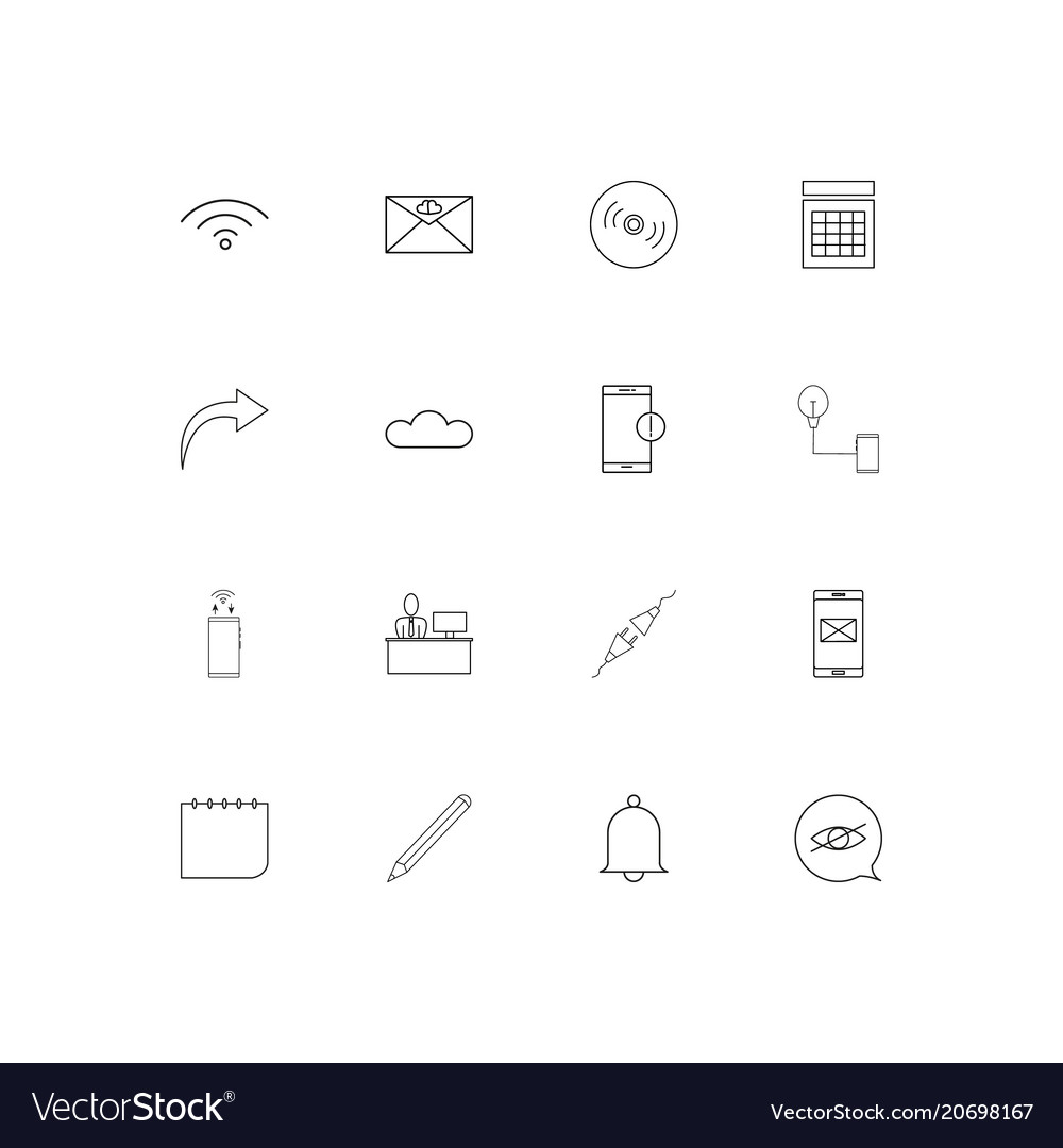 Devices simple linear icons set outlined