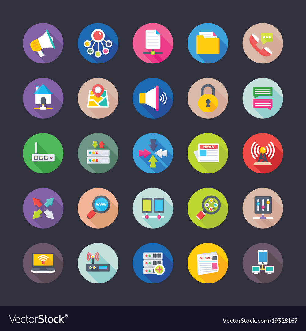 Flat design icons of network communications