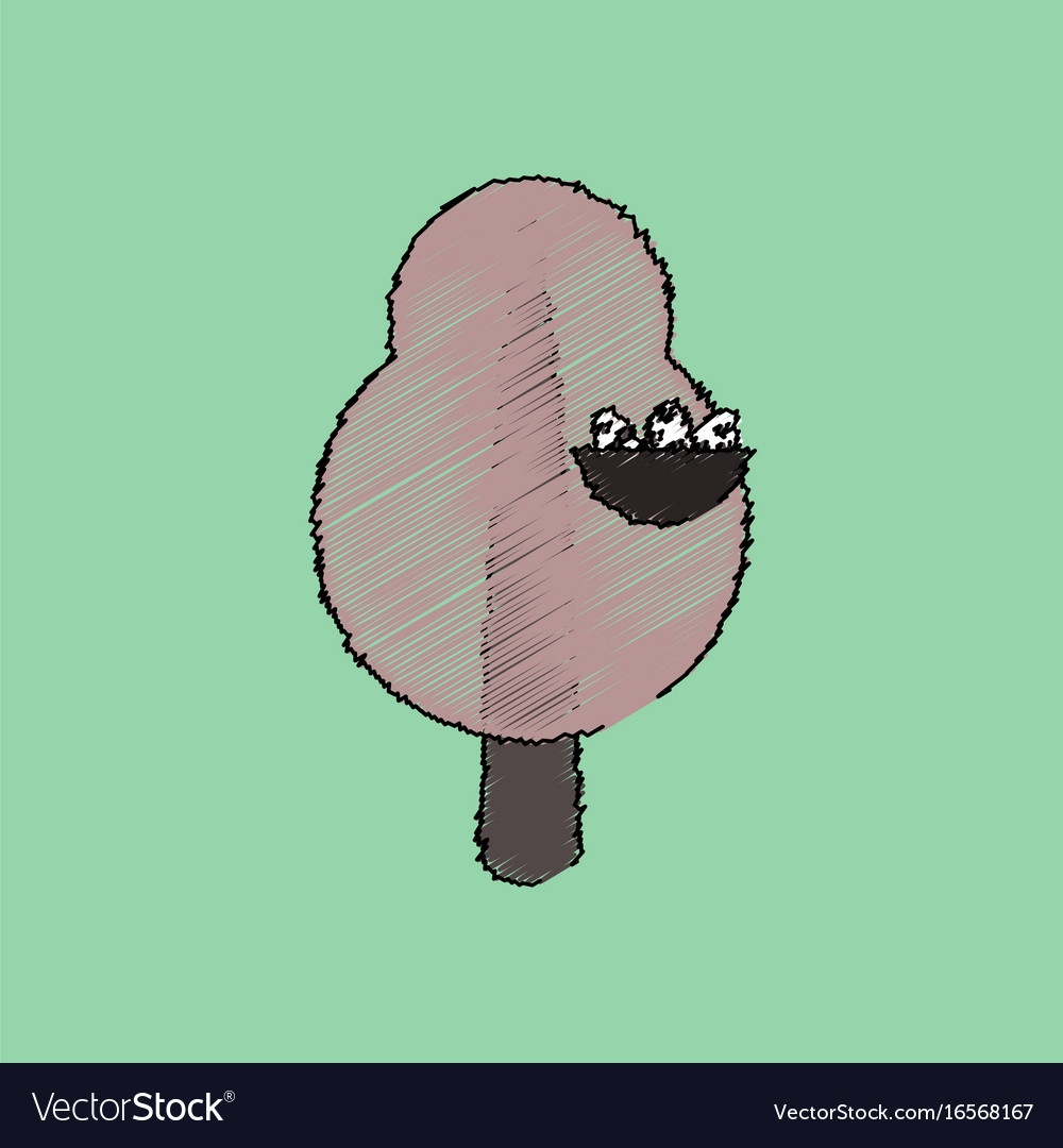 Flat shading style icon tree and nest