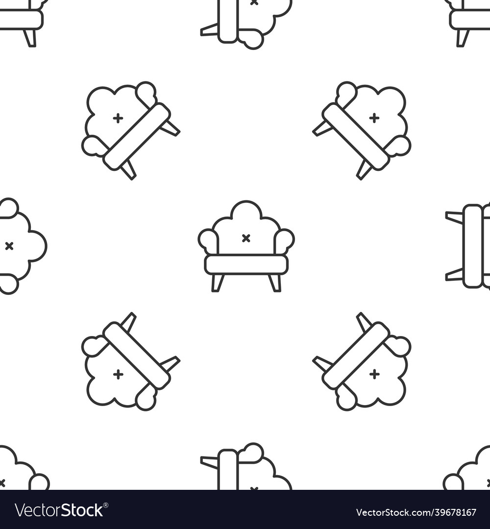 Grey line sofa icon isolated seamless pattern Vector Image Grey line sofa icon isolated seamless pattern