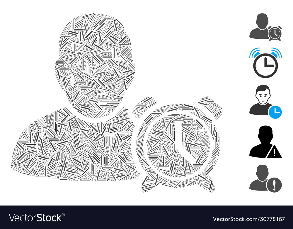 Hatch user alarm clock icon mosaic vector image Hatch user alarm clock icon mosaic