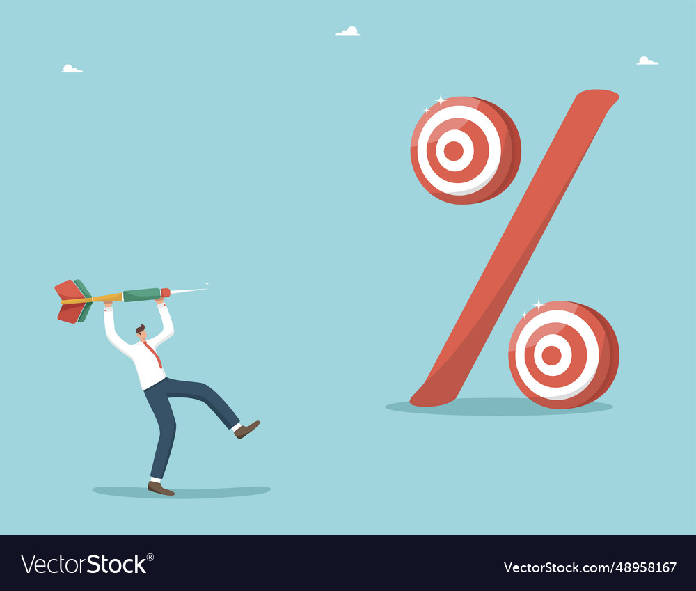 Man throws dart at percentage