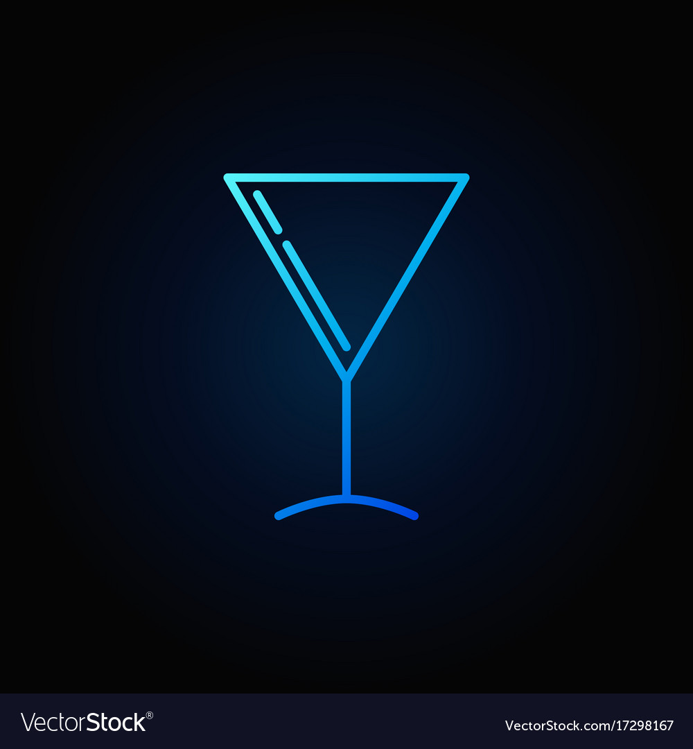 Martini glass blue icon