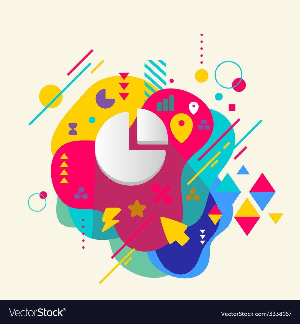 Pie chart on abstract colorful spotted background