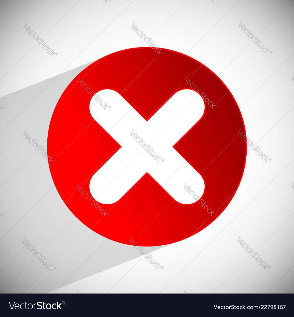 Red cross symbol icon as delete remove Royalty Free Vector