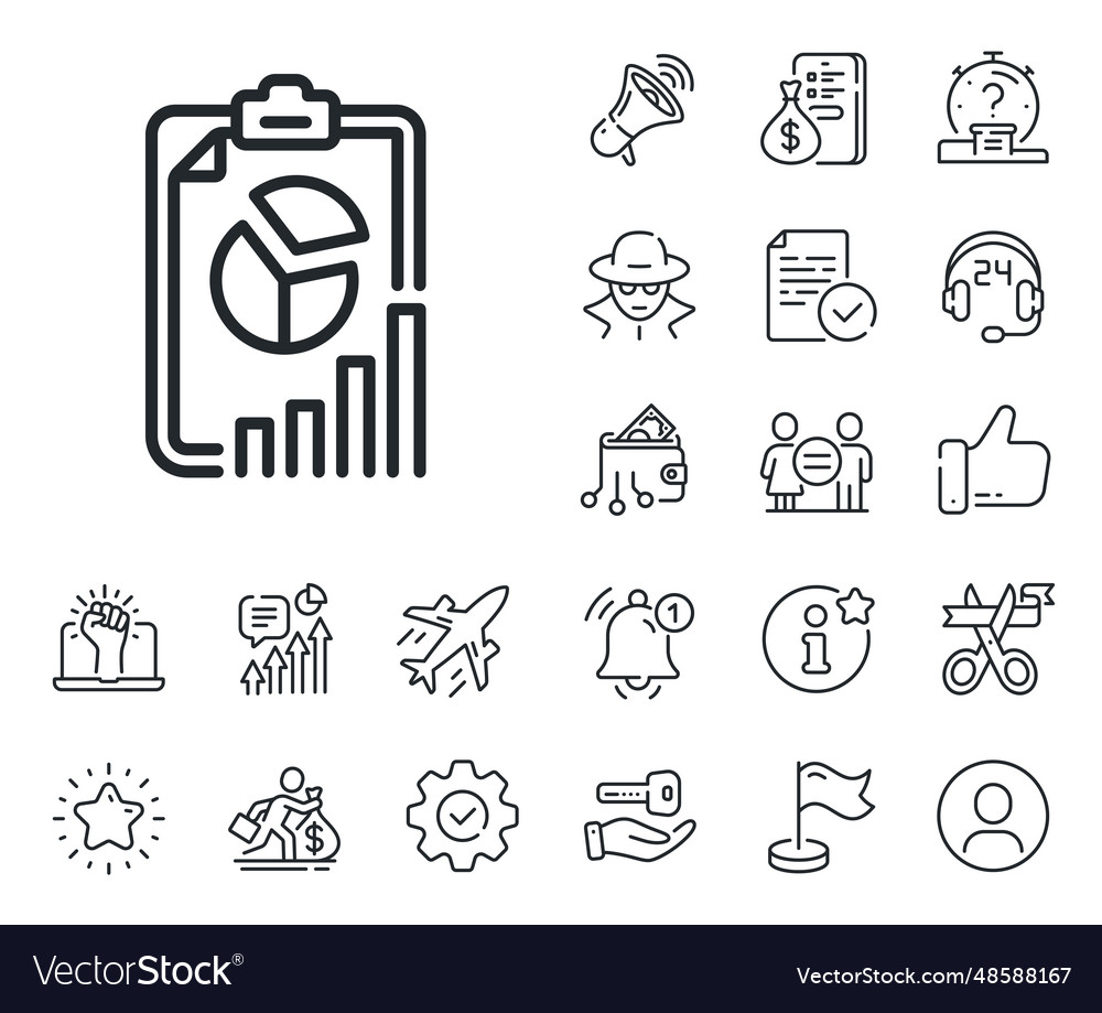 Report line icon column graph pie chart sign vector image Report line icon column graph pie chart sign
