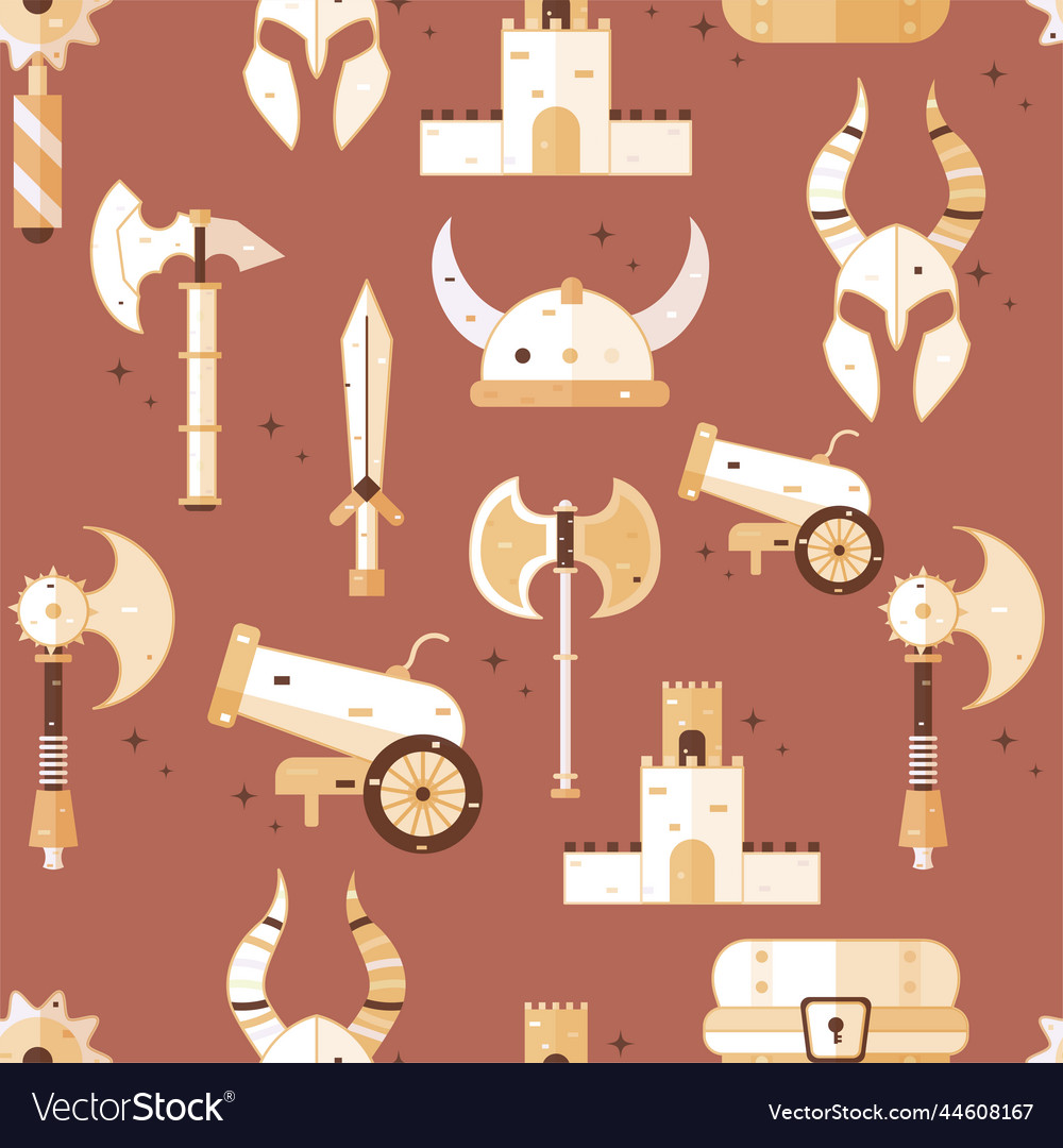 Seamless pattern background with medieval weapon