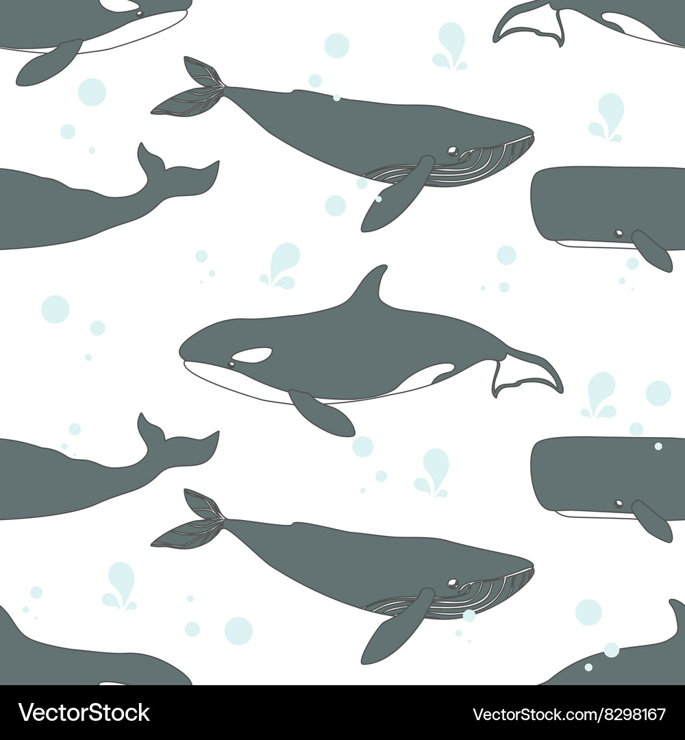 Seamless pattern with cute whales Royalty Free Vector Image