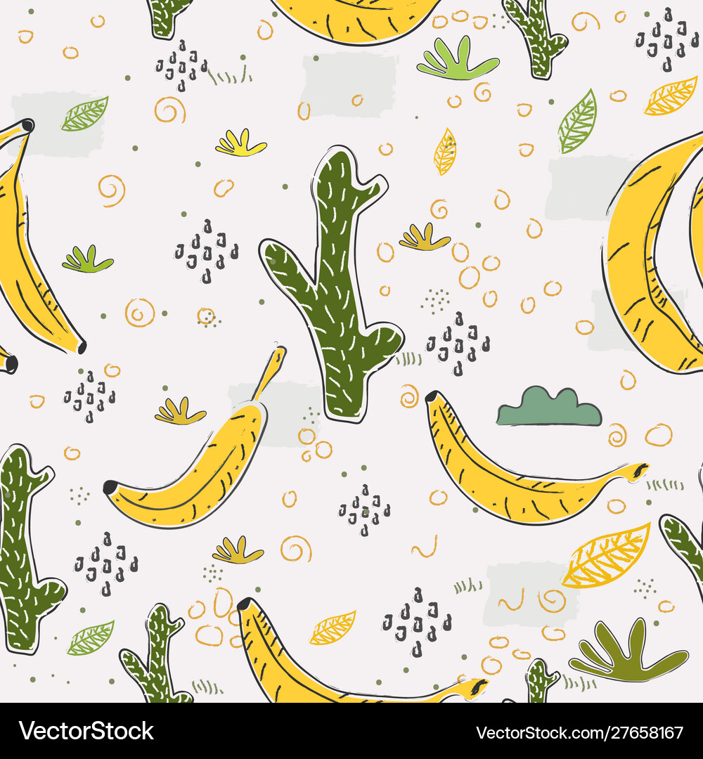 Seamless pattern with hand drawn cacti Royalty Free Vector